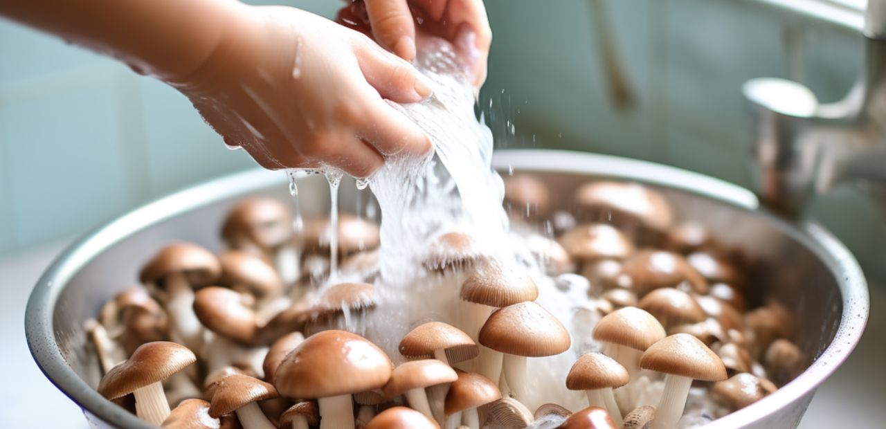 wash mushrooms